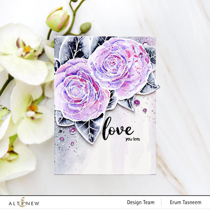 Altenew Stamp & Watercolor Bundle Paint-A-Flower: Camellia Waterhouse & Hawaiian Shores Brush & Fine Tip Pens Bundle
