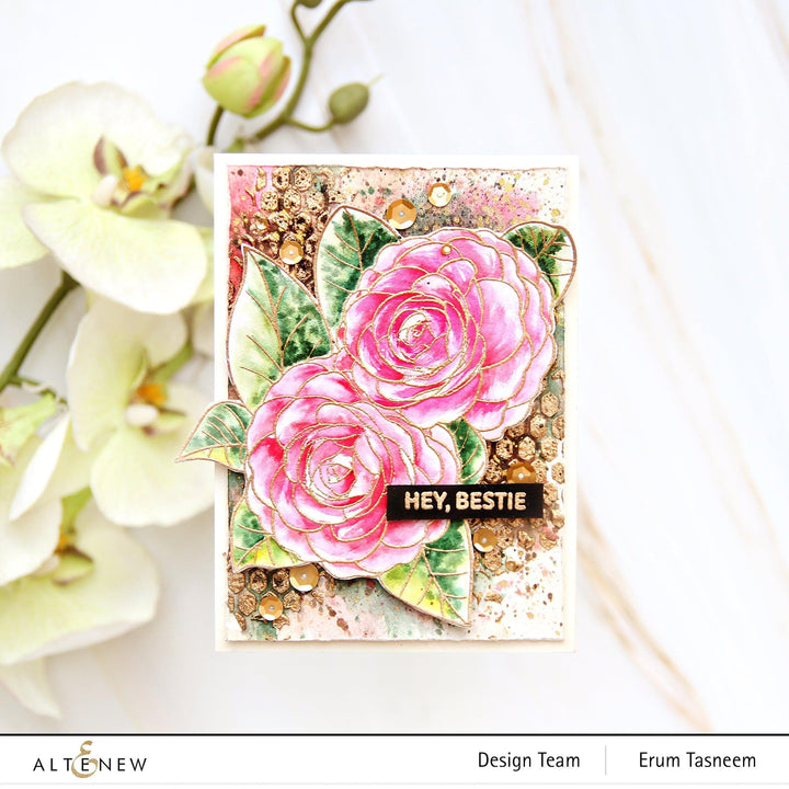 Altenew Stamp & Watercolor Bundle Paint-A-Flower: Camellia Waterhouse & Hawaiian Shores Brush & Fine Tip Pens Bundle