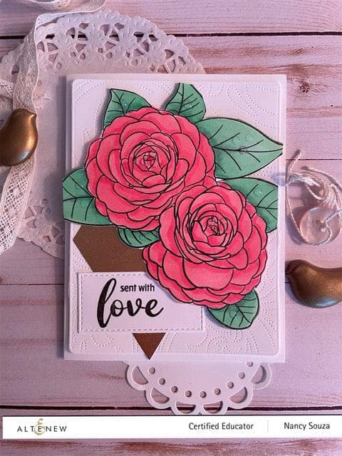 Altenew Stamp & Watercolor Bundle Paint-A-Flower: Camellia Waterhouse & Hawaiian Shores Brush & Fine Tip Pens Bundle