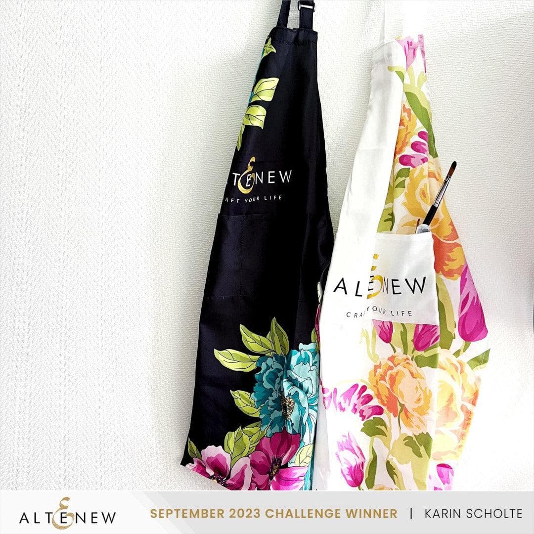 Artsy Apron: Yellow & Pink Ornamental Bouquet - White
