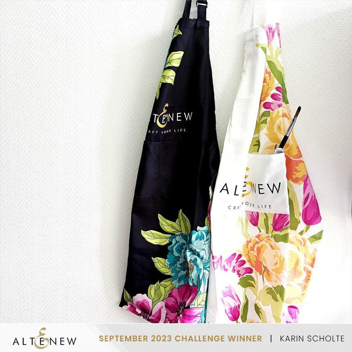 Artsy Apron: Yellow & Pink Ornamental Bouquet - White