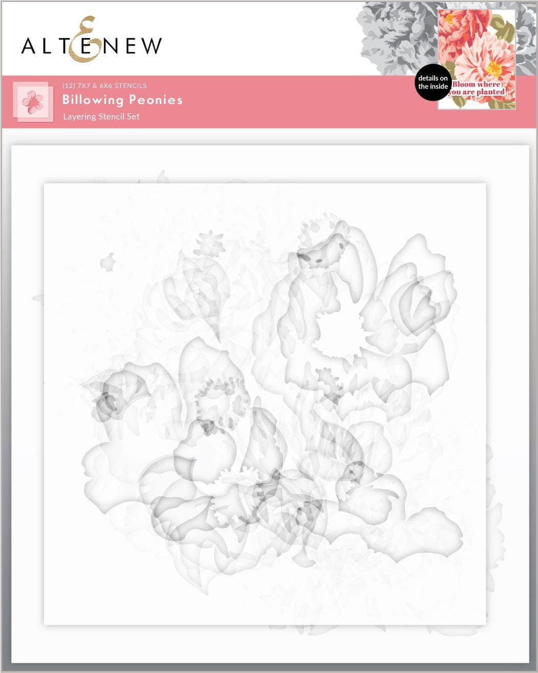 Billowing Peonies Layering Stencil Set 12 In 1