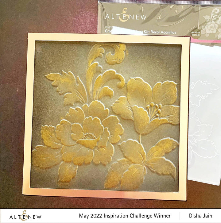 EXP Factors Stencil Craft Your Life Project Kit: Floral Acanthus Add-on Layering Stencil for Embossing Folder (4 in 1)