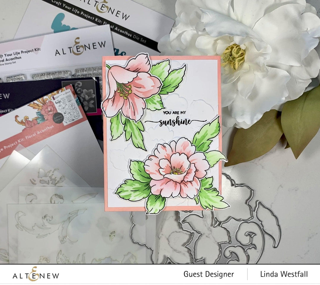 EXP Factors Stencil Craft Your Life Project Kit: Floral Acanthus Add-on Layering Stencil for Embossing Folder (4 in 1)