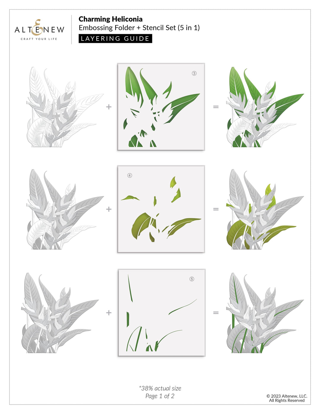 Altenew Stencil & Embossing Folder Bundle Charming Heliconia