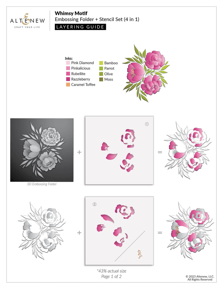 Altenew Stencil & Embossing Folder Bundle Whimsy Motif