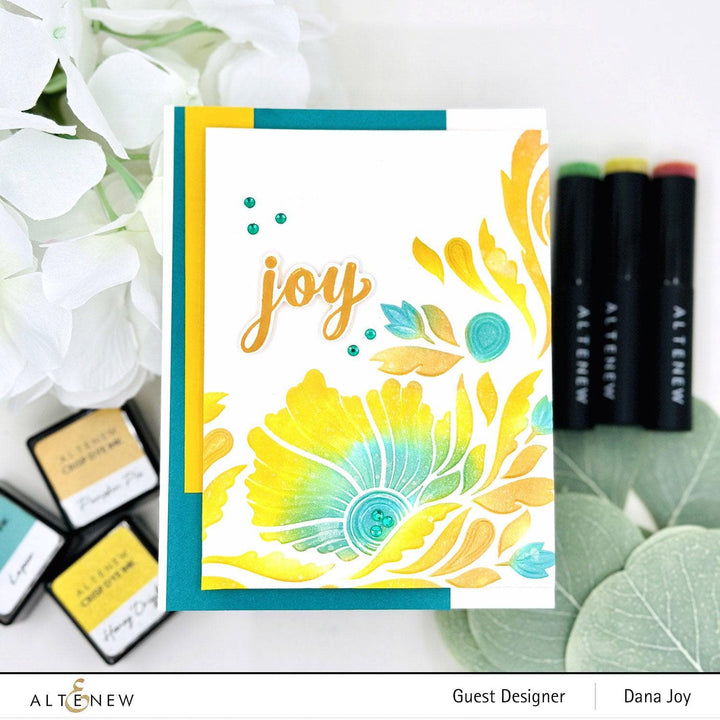 Altenew Stencil & Hot Foil Plate & Embossing Folder Bundle Dynamic Foliage