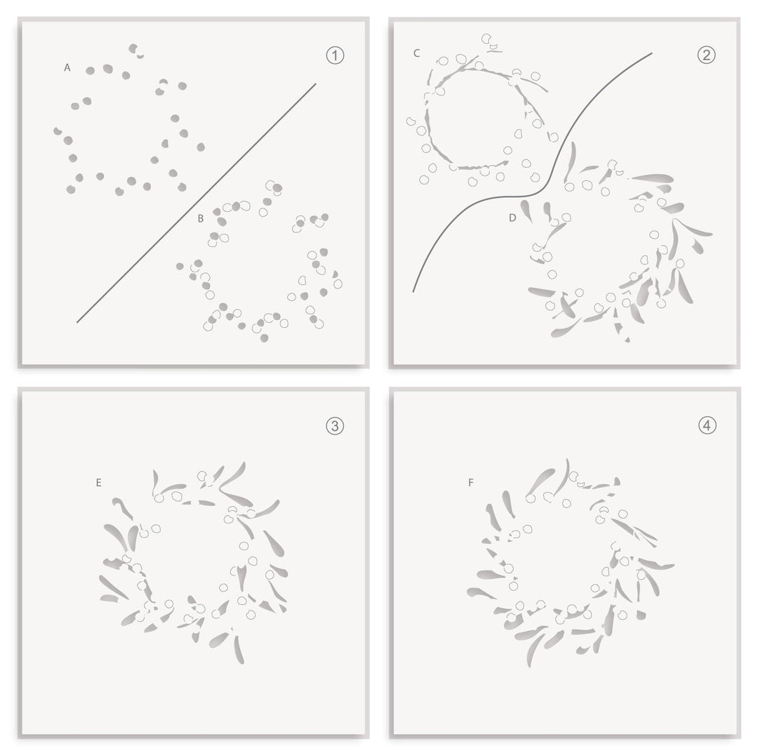 EXP Factors Stencil Mistletoe Wreath Simple Coloring Stencil Set (4 in 1)