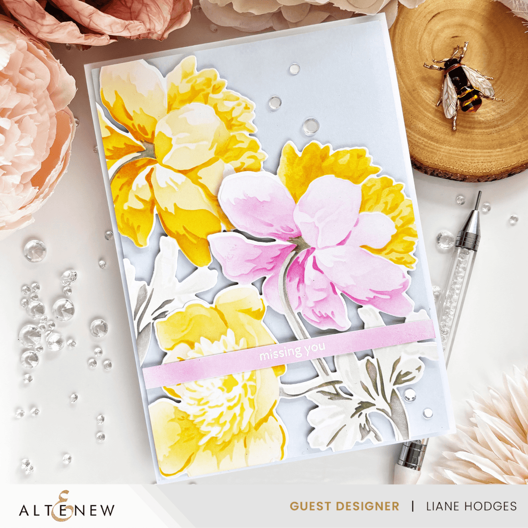 Stencil Art: White Cap Peonies Layering Stencil Set (6 in 1)