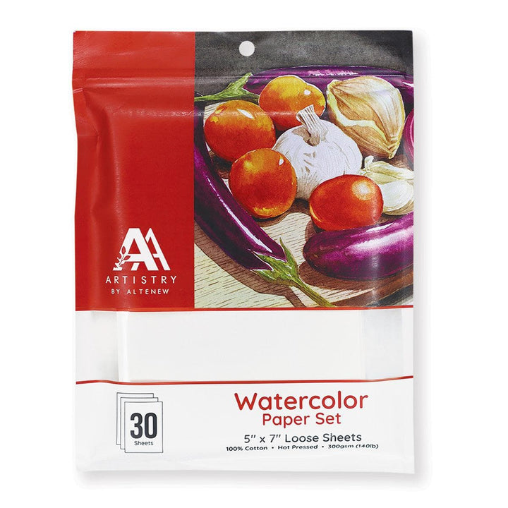 Wan-Pin Watercolor Watercolor Paper Set (Hot-Pressed, 5" x 7" Loose Sheets, 30 sheets/set)